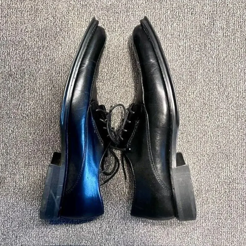 Franco Fortini Dallas Oxford Shoes Mens 9.5 M Black Leather Lace Up Square Toe